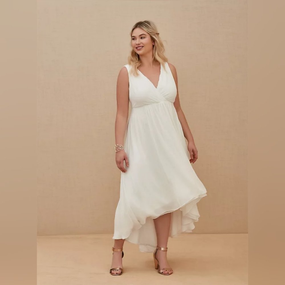 SPECIAL OCCASION IVORY CHIFFON HI-LO DRESS